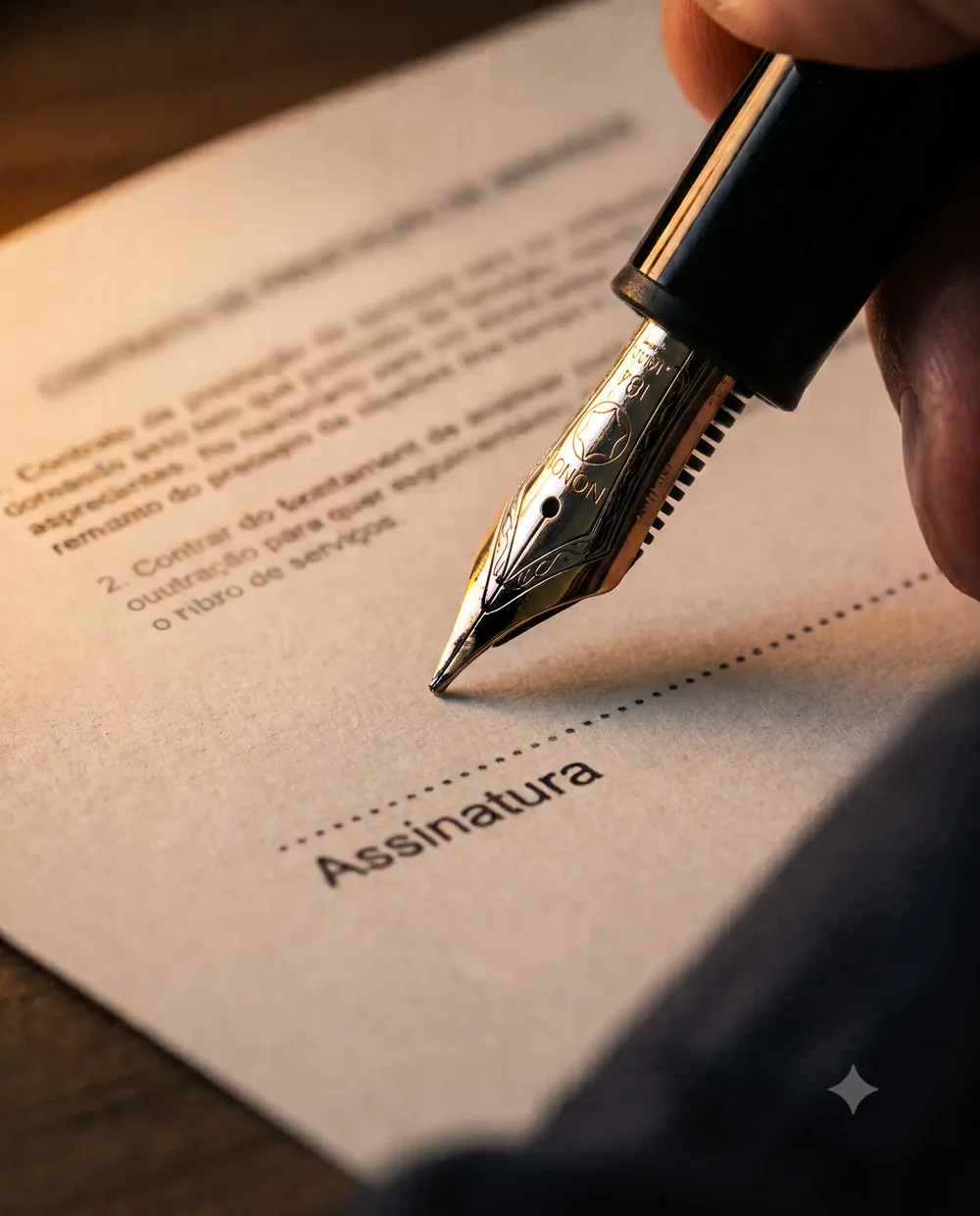 Caneta-tinteiro assinando documento